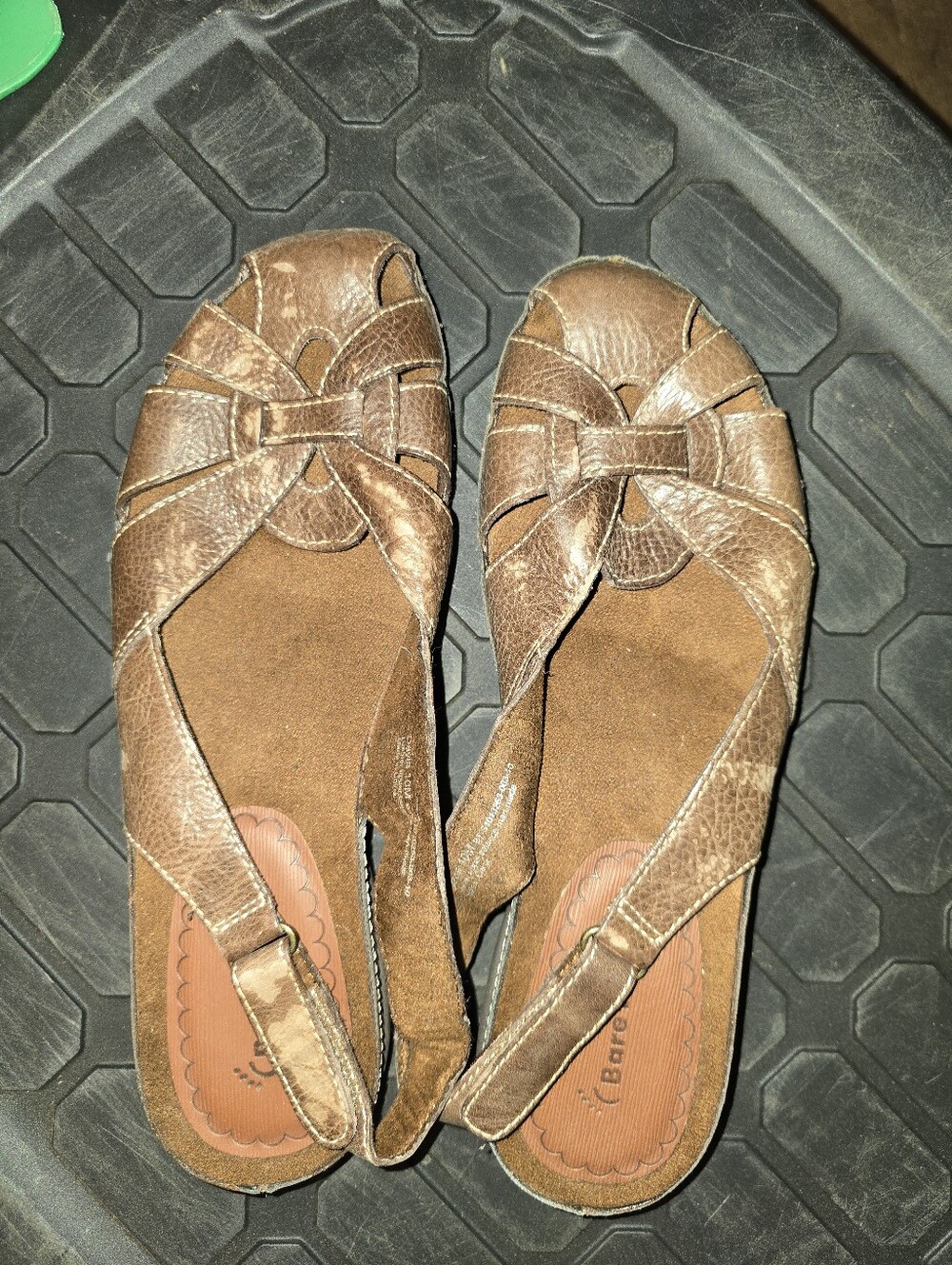 BareTraps Brown Leather Slingback Woven Flats